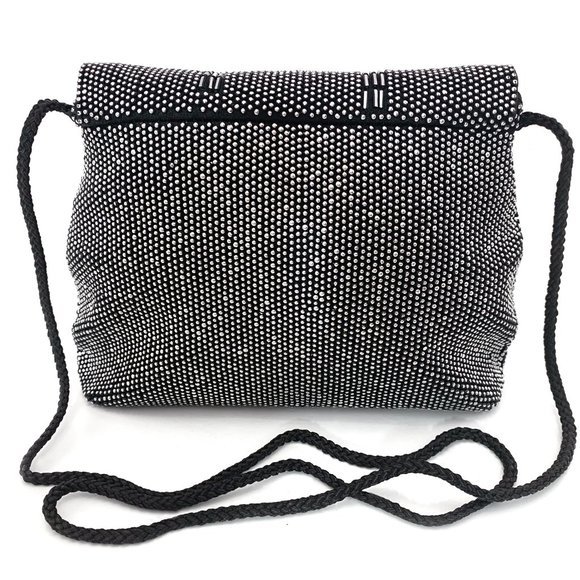 LA REGALE Women's Beaded Clutch Crossbody Handbag Purse in Black - Picture 3 of 10